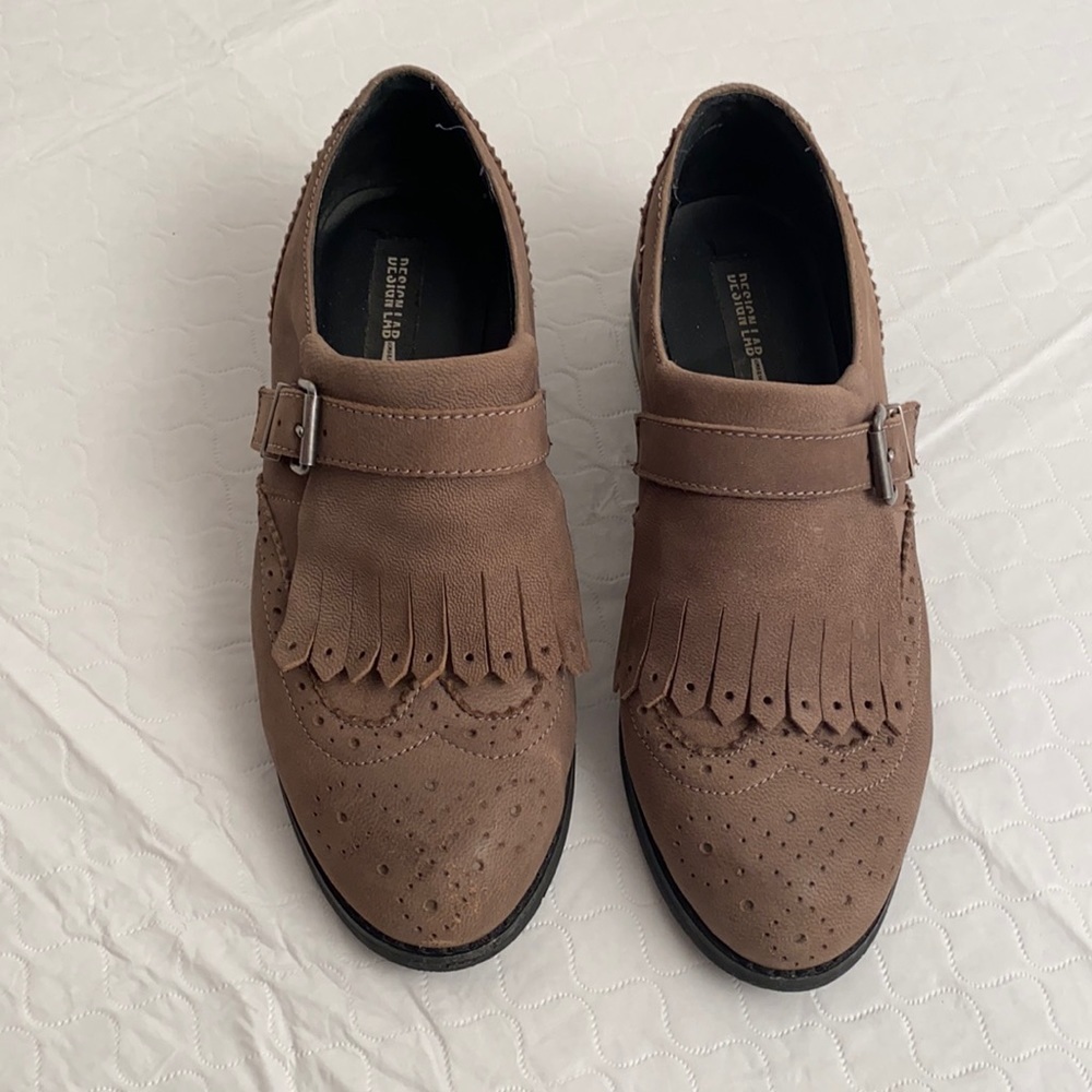 Design Lab Ice Taupe Suede Loafers 8.5